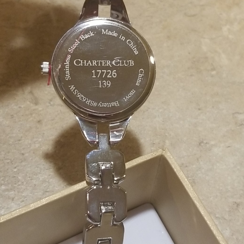 Charter Club Womens Silver-Tone Crystal Watch - Picture 6 of 8